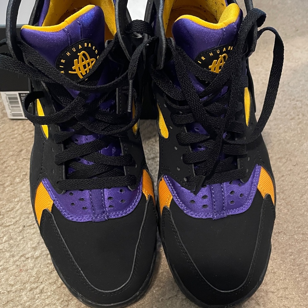 Nike Air Flight Huarache Sneakers in Black, Purple, Yellow